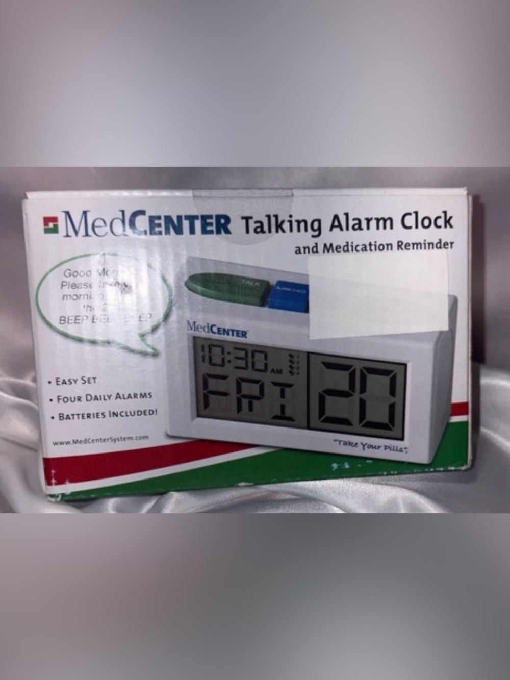 NIB MedCenter Talking Alarm Clock and Medication Reminder.  Brand new in box